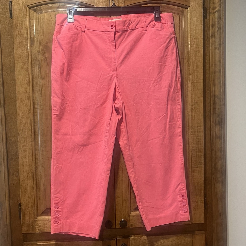 TALBOTS‎ Perfect Crop Pants Button Women's Size 14 Pink